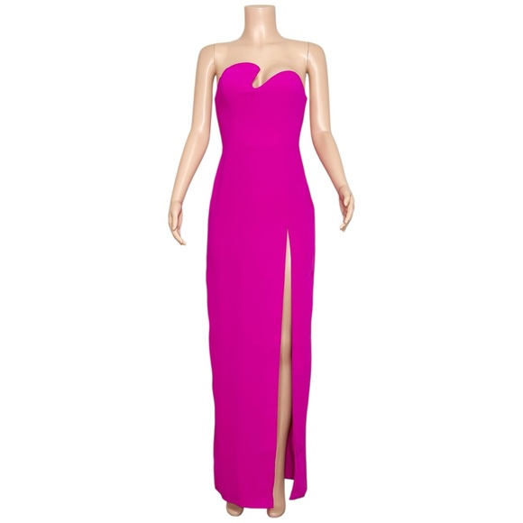 NEW AMANDA UPRICHARD Strapless Puzzle Gown, Dark Hot Pink, Small - Picture 8 of 14